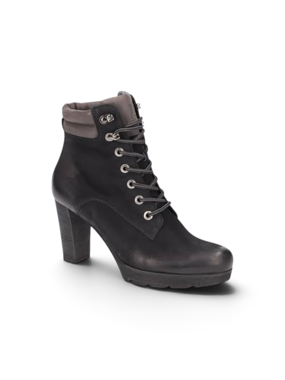 Paul Green Plateau Black Lace-Up Heel Ankle Boots Sz 5 (US 7.5)